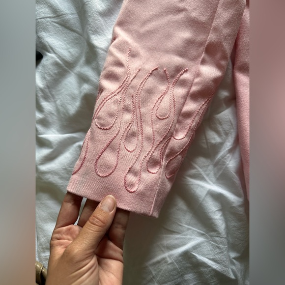 Custom chain stitch flame blazer jacket !!!! Sick - Picture 5 of 6